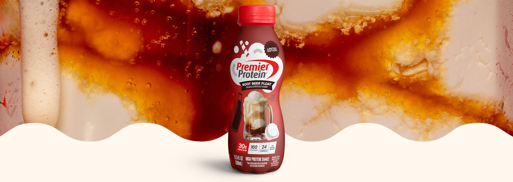 A photo of Premier Protein Root Beer Float Protein Shake (11.5oz).